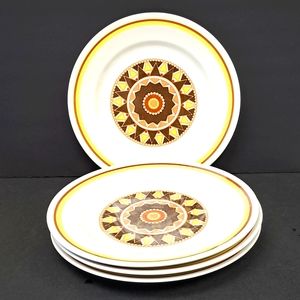 Vintage NIKKO Ironstone "Sunburst" set of 4 10.5" dinner plates made in Japan
